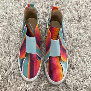 Crazy train colorful wedge tennis shoes